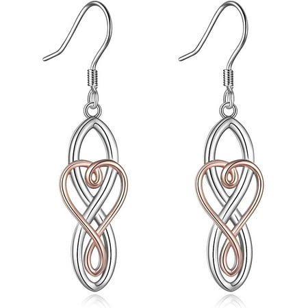 925 Sterling Silver Heart Love Infinity Knot Celtic Dangle Earrings Jewelry NEW